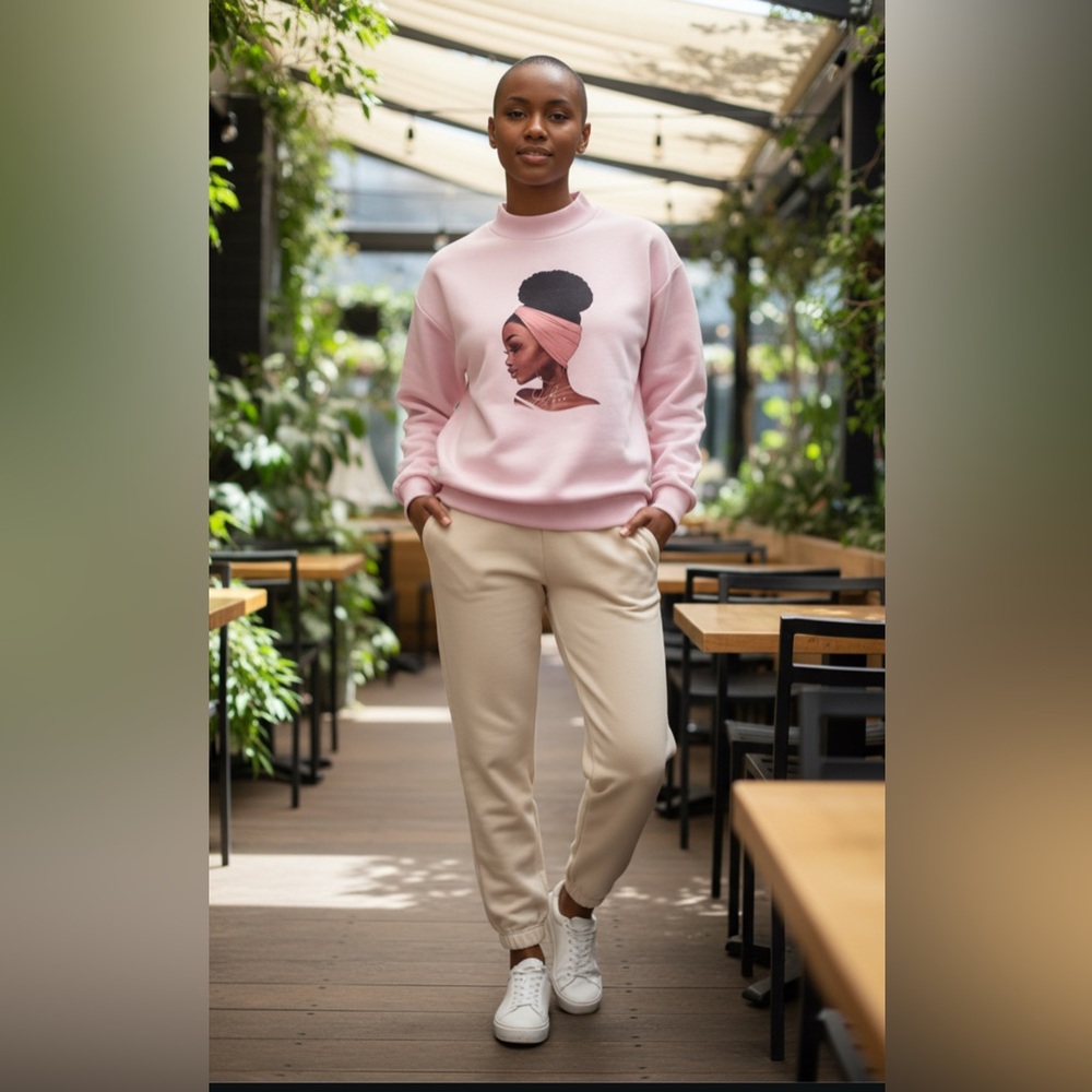 Pink Graphic African American Women Sweatshirt Black Woman - Picture 2 of 8